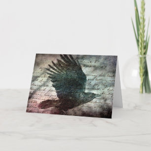 Cartão Poe's Grunge Raven, Birthday