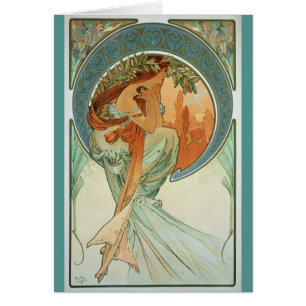 Cartão Poesia por Alfons Mucha - arte Nouveau