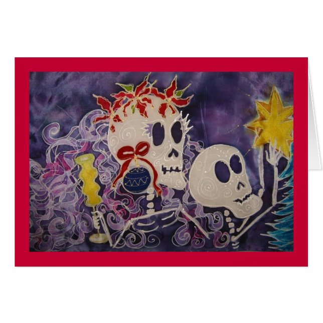 Cartão Poinsétia de Diâmetro de los Muertos Natal (Frente Horizontal)