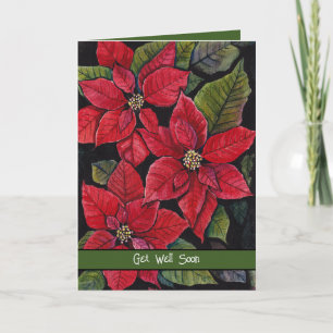 Cartão Poinsetos Vibrantes Em Aquarela