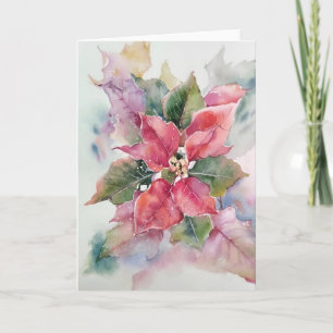 Cartão Poinsettia Em Aquarelas