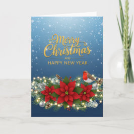 Cartão Poinsettia Glow Christmas & New Year Card