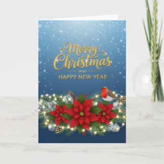 Cartão Poinsettia Glow Christmas & New Year Card