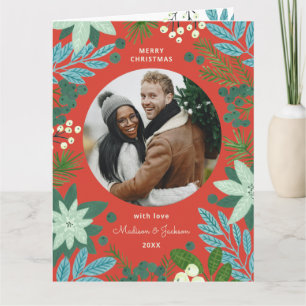 Cartão Poinsettia Pintada à Mão Foto de Natal Férias