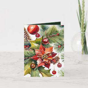 Cartão Poinsettia & Red Ornament Foto e Fato Natal
