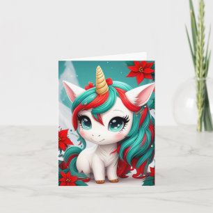 Cartão Poinsettia Unicorn