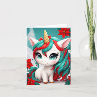 Cartão Poinsettia Unicorn