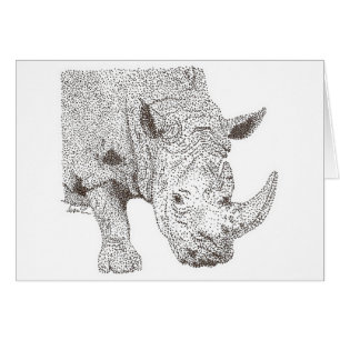 Cartão Pointillism do rinoceronte