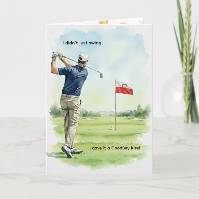 Cartão Poland Birthday Card, Polish Flag, Golf (Frente)