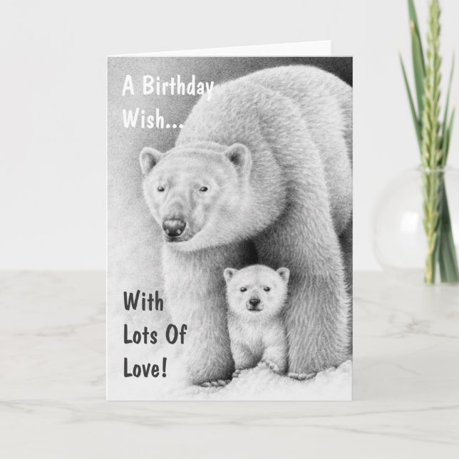 Cartão Polar Bear and Cub Greeting Card (Frente)