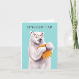 Cartão Polar Bear Book Lover Nerdy