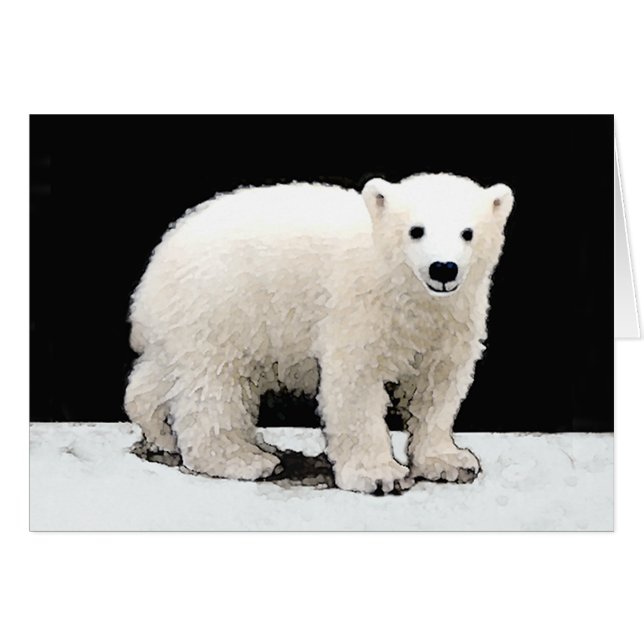 Cartão Polar Bear Cub Painting - Arte Original (Frente Horizontal)