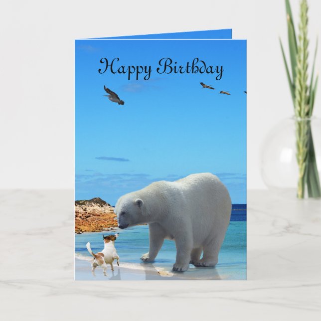 Cartão Polar Bear Encounter, Birthday Greeting (Frente)