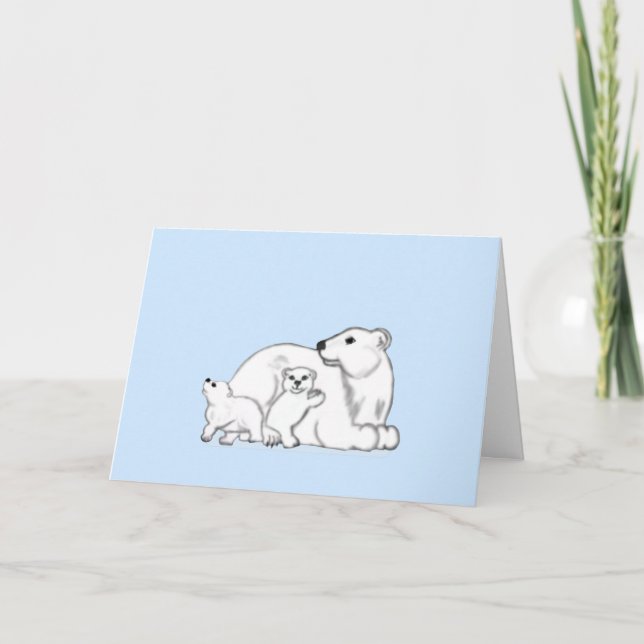 Cartão Polar Bear Family Winter Love Card (Frente)