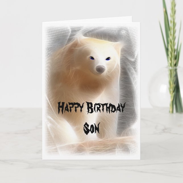 Cartão Polar Bear, Happy Birthday Son (Frente)