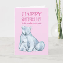 Polar Bear Mãe Bonita Dia de as mães Feliz