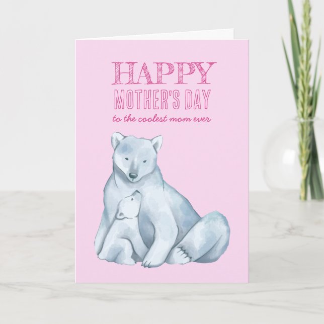 Cartão Polar Bear Mãe Bonita Dia de as mães Feliz (Frente)