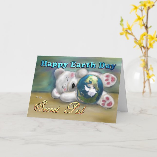 Cartão Polar Bear Secret Pal card Earth Day (Flor Amarela)