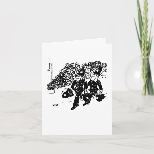 Cartão Polícia apaga fogo com água em capacetes (Frente)