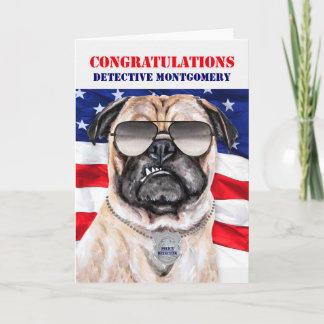 Cartão Polícia de Cachorro Funny Pug