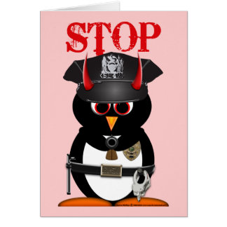 Cartão Polícia má do pinguim roubada meu coração