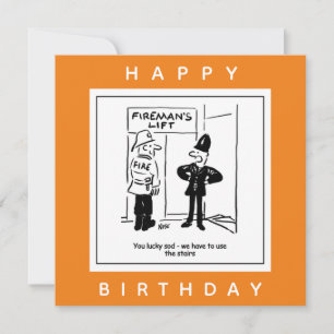 Cartão Policial e Bombeiro - Cartoon de Levante do Homem