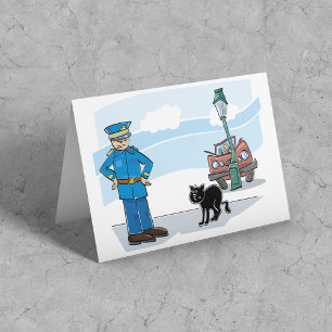 Cartão Policial Gato Preto de Azar e Acidente
