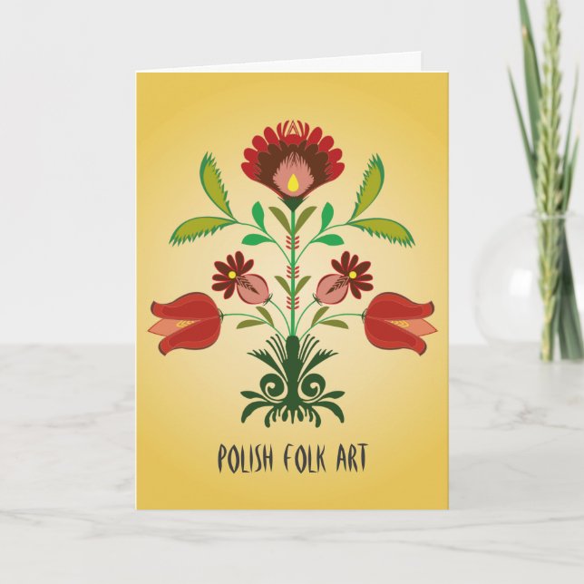 Cartão Polish Embroidery Flowers Pattern, Greeting Card (Frente)