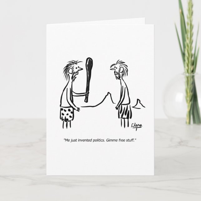 Cartão Politics and caveman greeting card (Frente)