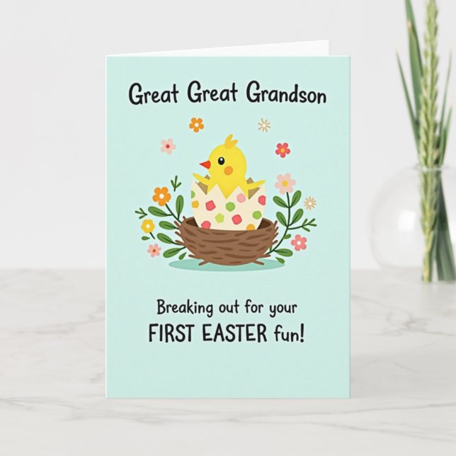 Cartão Polka Dot Hatchling Easter Card (Frente)