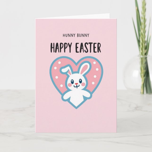 Cartão Polka Dot Heart Bunny Card (Frente)
