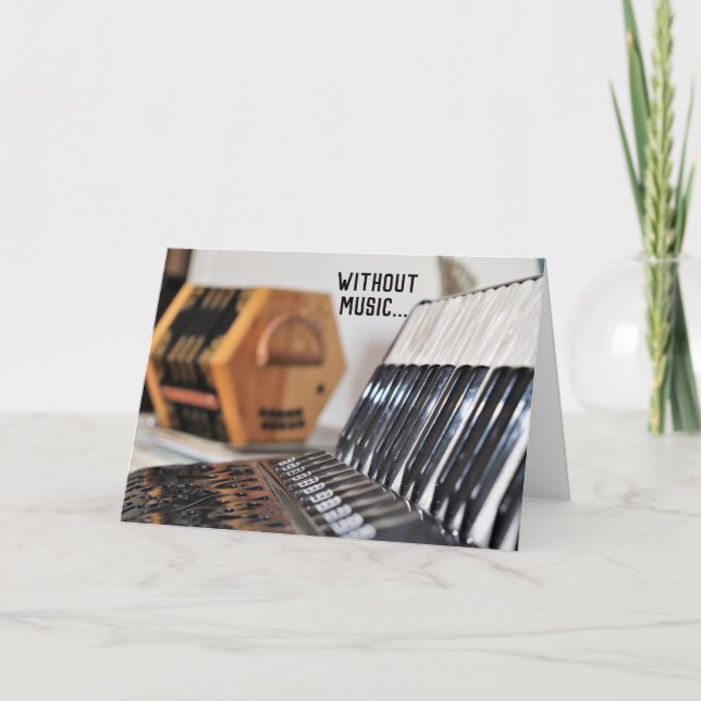 Cartão Polka Lover Accordion Pensando em você (Frente)