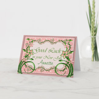 Cartão Polkadot Pink Good Luck in the New Job Card