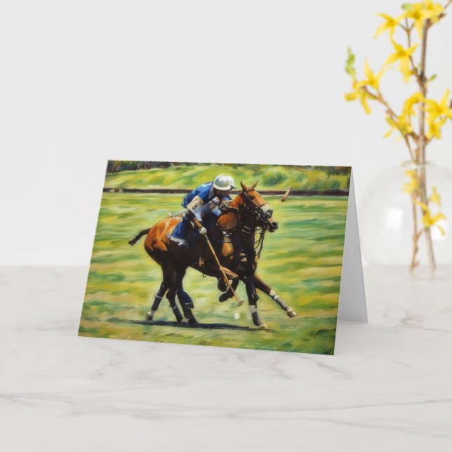Cartão Polo Action Polo Horse Rider Art Note Card (Flor Amarela)