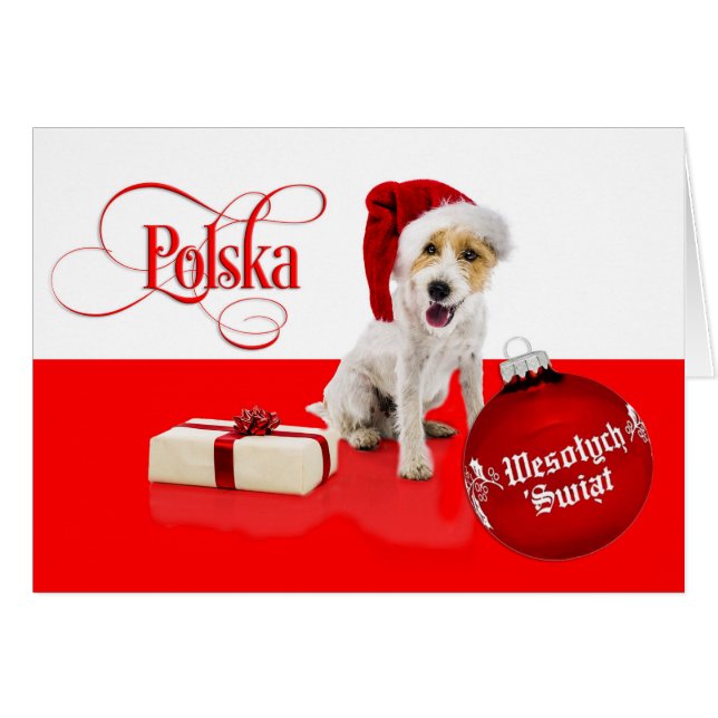 Cartão Polonês/Polski - Feliz Natal/Wesołych Świąt (Frente Horizontal)