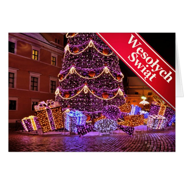 Cartão Polonês/Polski - Feliz Natal/Wesołych Świąt (Frente Horizontal)