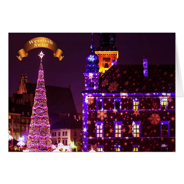 Cartão Polonês/Polski - Feliz Natal/Wesołych Świąt (Frente Horizontal)