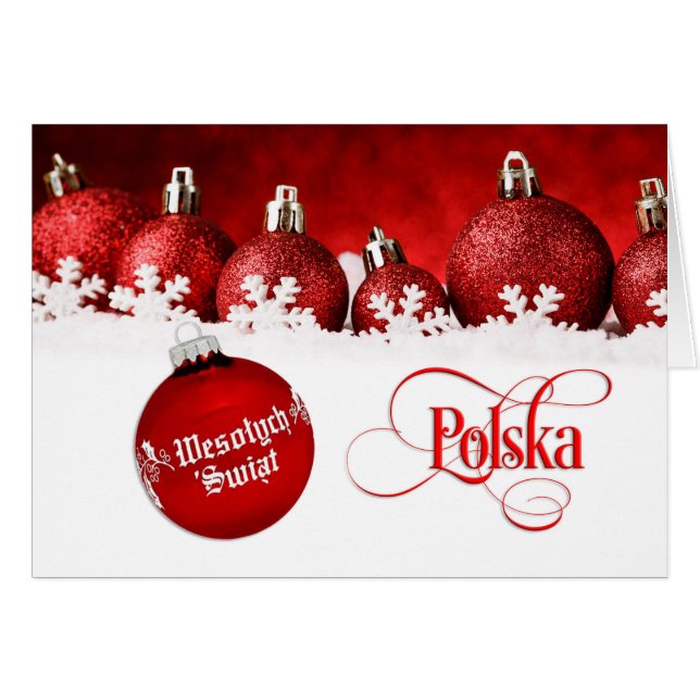Cartão Polonês/Polski - Feliz Natal/Wesołych Świąt (Frente Horizontal)