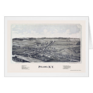 Cartão Polônia, mapa panorâmico de NY - 1890