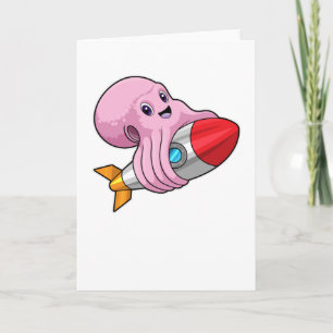 Cartão Polvo com Foguete