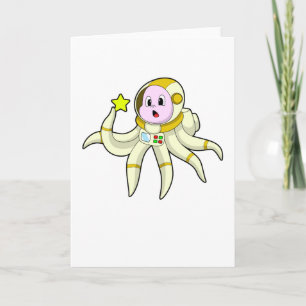 Cartão Polvo como Mergulhador com Estrela