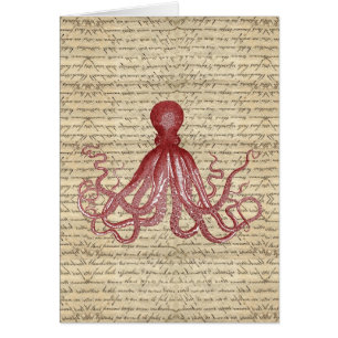 Cartão Polvo do vintage