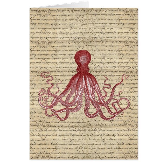 Cartão Polvo do vintage (Frente)
