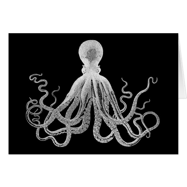 Cartão Polvo do vintage (Frente Horizontal)