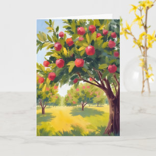 Cartão Pomar de Maçã Outono Queda Aquarela