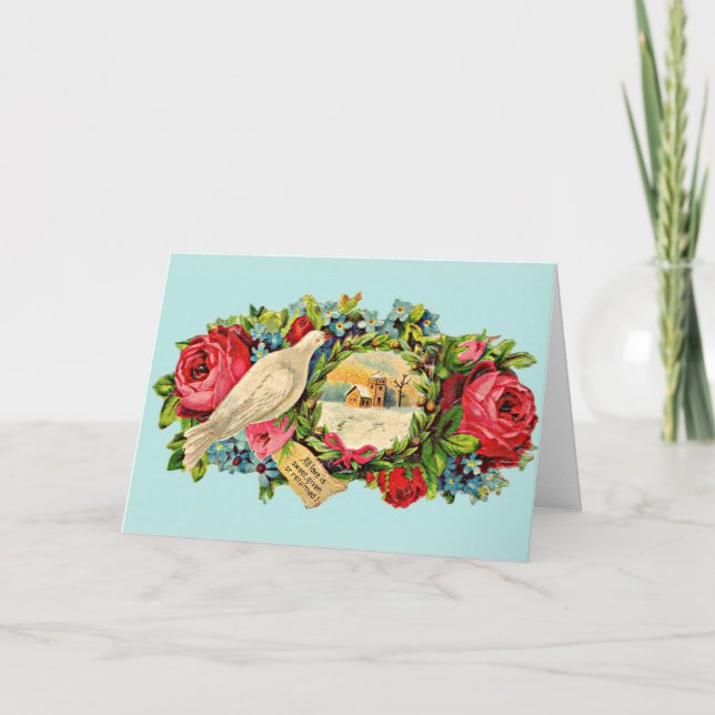 Cartão Pomba branca vitoriosa e mensagem de amor (Frente)