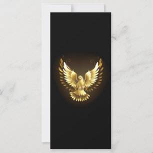 Cartão Pomba da Paz em Folha de Ouro Falsa sobre Preto