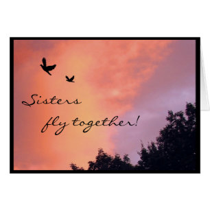 Cartão Pombas da irmã no por do sol