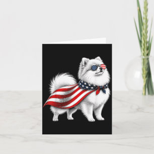 Cartão Pomeranian 4 De Julho Bandeira Americana Cão Pom