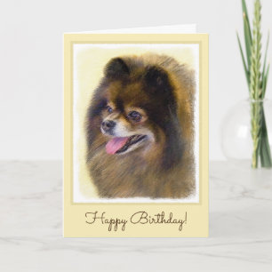 Cartão Pomeranian Black and Tan Painting Original Dog Art